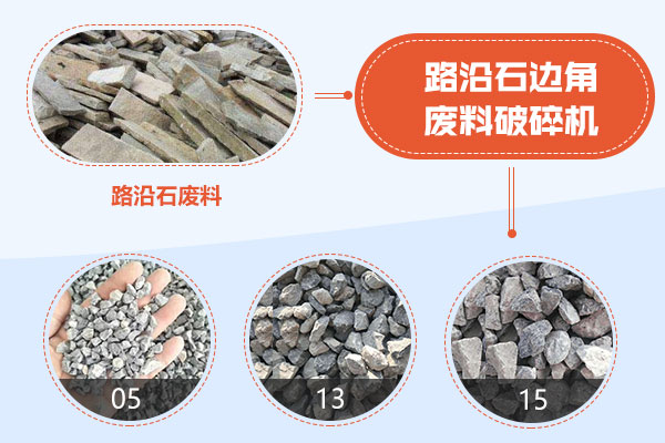 路沿石邊角廢料破碎機(jī)破碎前后