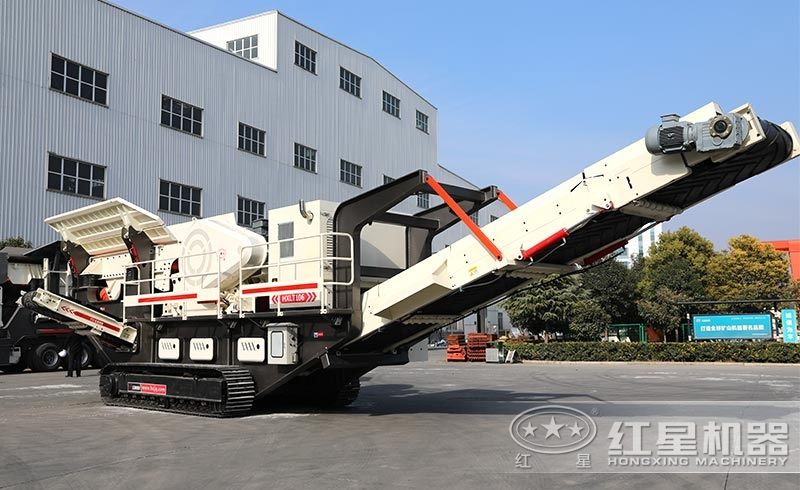 履帶移動式小型石頭破碎機，環(huán)保安全